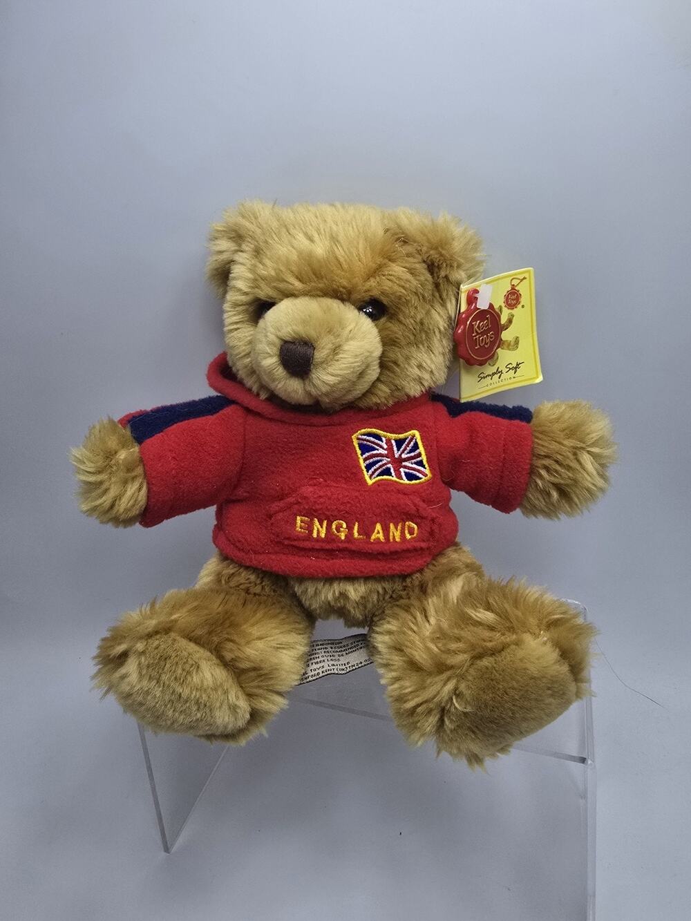 UK Keel Toys Teddy Bear in Red Hoodie England Flag Simply Soft Collection Tags